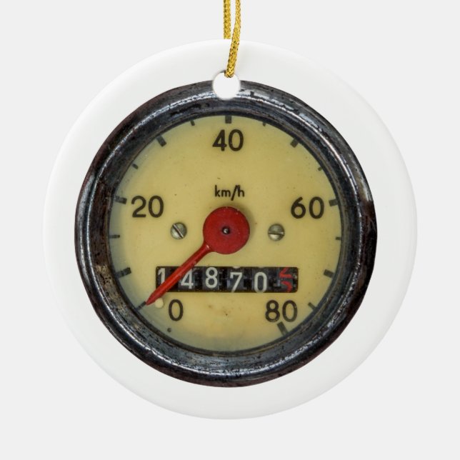 VintagesparkcykelSpeedometer Julgransprydnad Keramik (Framsidan)