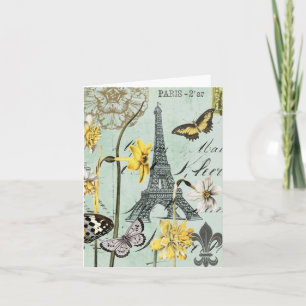 VintageSpringtime i det Paris Eiffel torn Notecard Kort