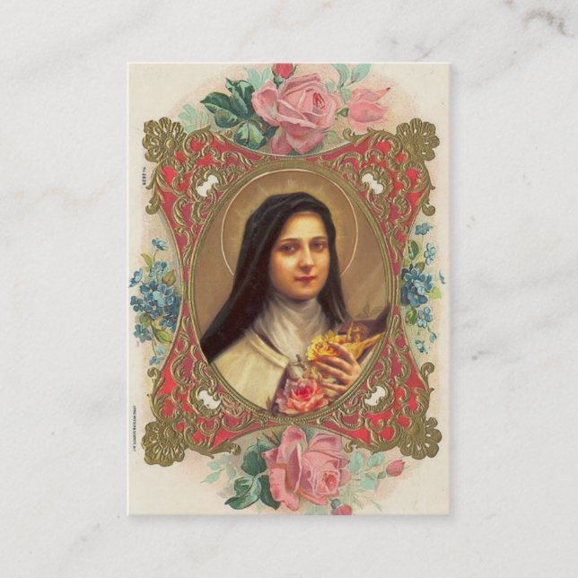 VintageSt. Therese lite de blommanovenaen/ro Visitkort (Framsida)