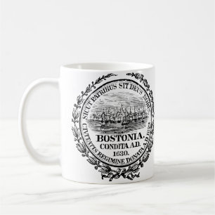 Vintagestaden av Boston förseglar, svärtar Kaffemugg