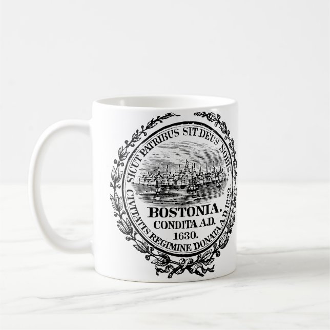 Vintagestaden av Boston förseglar, svärtar Kaffemugg (Vänster)