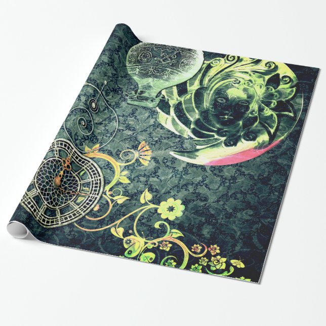 VintageSteampunk tapet Presentpapper (Utrullad)