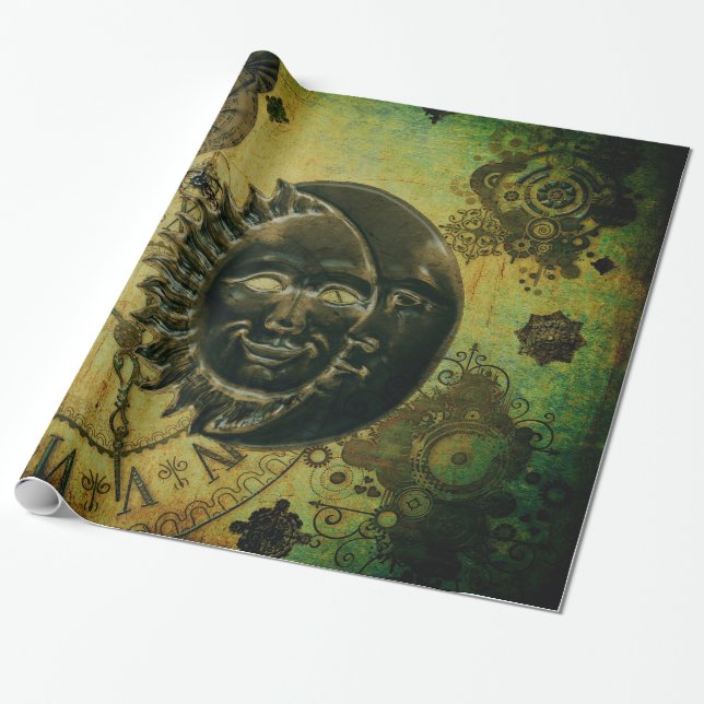 VintageSteampunk tapet Presentpapper (Utrullad)