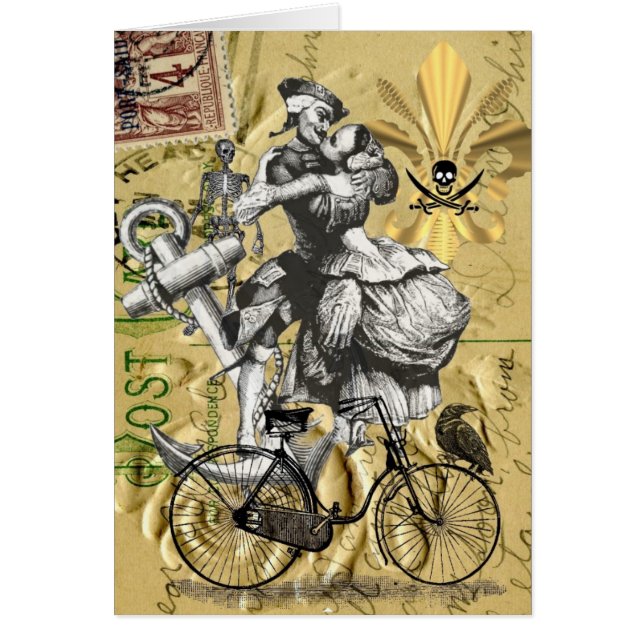 Vintagesteampunkpirat Hälsningskort (Framsidan)