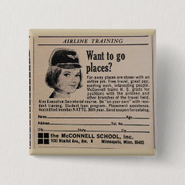 VintageStewardessflygvärdinna Knapp