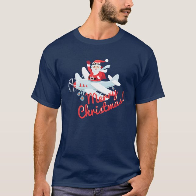 Vintagestil Santa - pilot- jul Tee Shirt (Framsida)