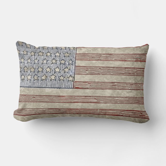 Vintagestilamerikanska flaggan kudder lumbarkudde (Framsida)