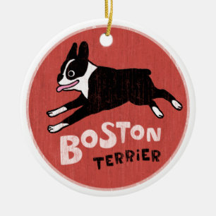 VintagestilBoston Terrier Julgransprydnad Keramik