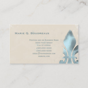 Vintagestilgrönt Fleur de Lis Visitkort
