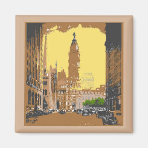 VintagestilPhiladelphia stadshus Magnet