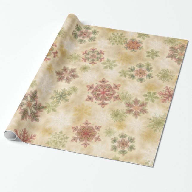 Vintagestilsnöflingor med anpassadetext presentpapper (Utrullad)
