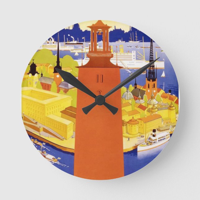 VintageStockholm sverige Rund Klocka (Framsida)