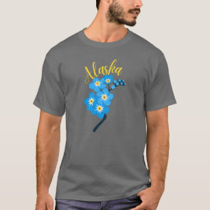 VintageStyle Alaska Alpina Förgätmigej Gult Text T Shirt