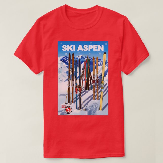 VintageStyle Ski Aspen Travel T Shirt (Design framsida)