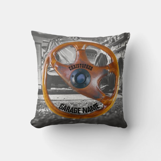 Vintagestyrningen rullar garageägaren kudder kudde (Framsida)