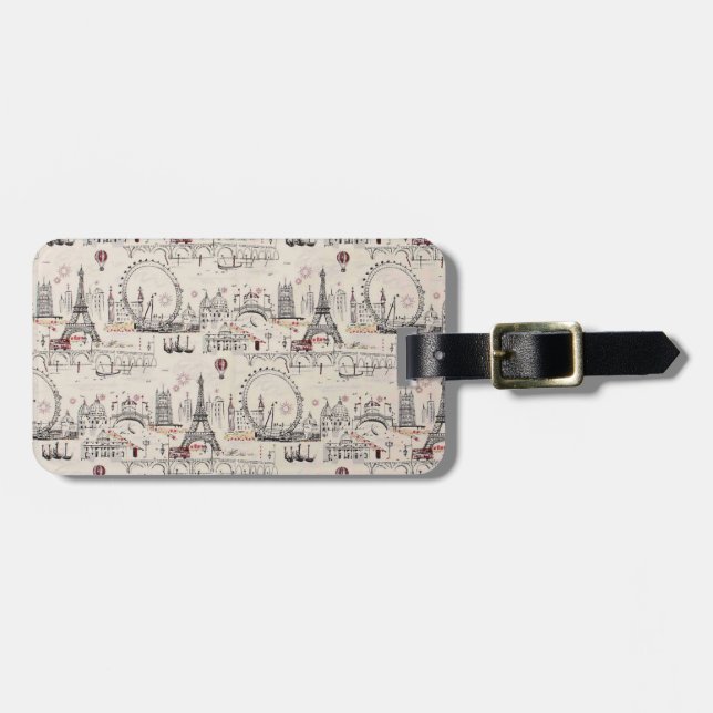 Vintagesvart- & vitEuropa bilder Bagagebricka (Horisontell Framsida)