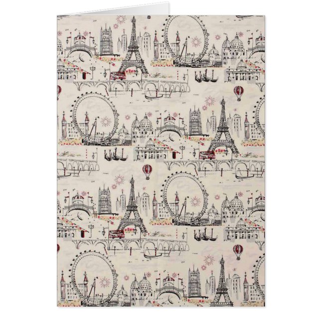 Vintagesvart- & vitEuropa bilder Hälsningskort (Framsidan)