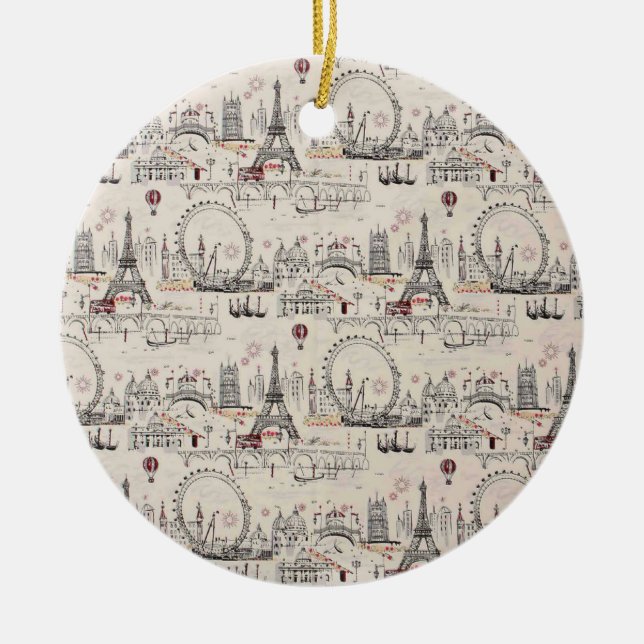 Vintagesvart- & vitEuropa bilder Julgransprydnad Keramik (Framsidan)