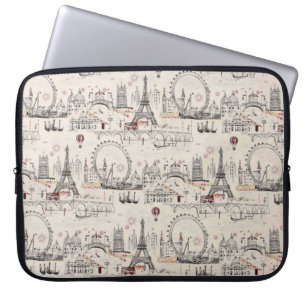 Vintagesvart- & vitEuropa bilder Laptop Sleeve