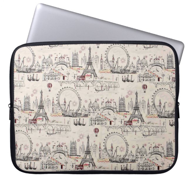 Vintagesvart- & vitEuropa bilder Laptop Sleeve (Framsidan)