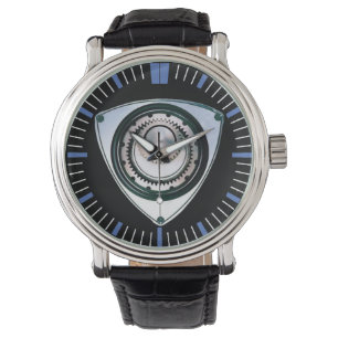 Vintagesvartläder fäster klockan för den rotera armbandsur
