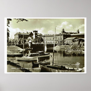Vintagesverige, Malmo, strand och fartyg Poster