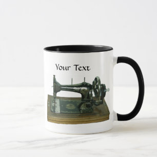 Vintagesymaskin med text mugg