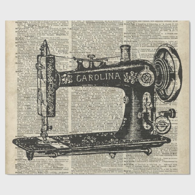 Vintagesymaskinen stencilerar över den gammala presentpapper (Platt)