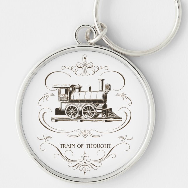 Vintagetåg av tanke rund silverfärgad nyckelring (Framsidan)