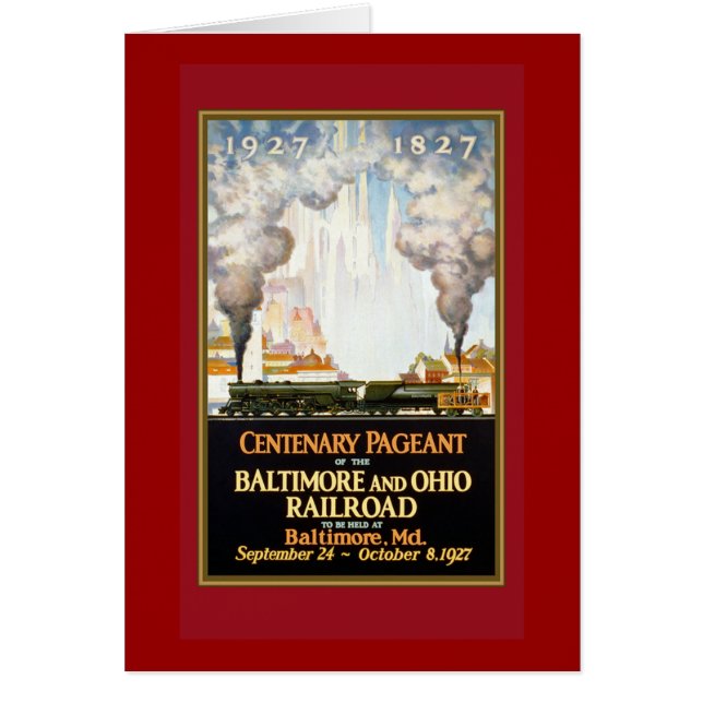 Vintagetåg reser affischkonst hälsningskort (Framsidan)