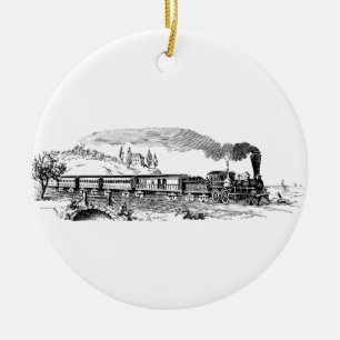 vintagetåg skissar julgransprydnad keramik