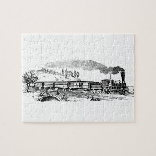 vintagetåg skissar pussel