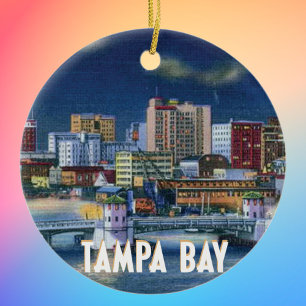 VintageTampa Florida horisont Julgransprydnad Keramik
