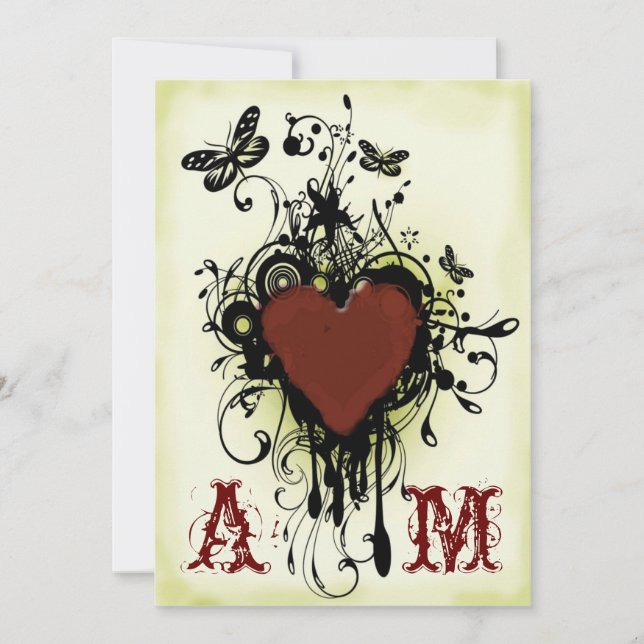 Vintagetatueringkärlek som gifta sig inbjudan 2 (Framsida)