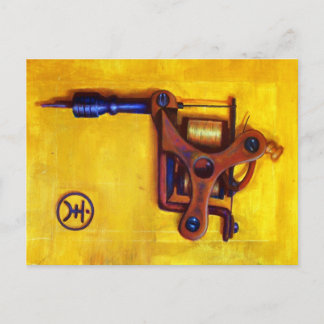 Vintagetatueringmaskin (gult) vykort
