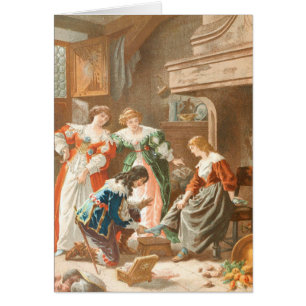 Vintageteckning: Cinderella och den Glass Hälsningskort