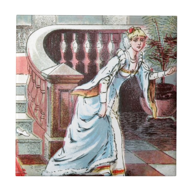 Vintageteckning: Cinderella och den Glass Kakelplatta (Framsidan)