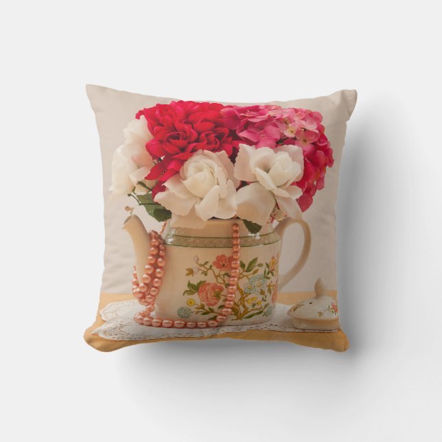 Vintagetekannavas av blommor kudde (Framsida)