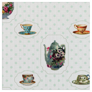 Vintagetekoppar och polka dots tyg