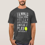Vintagetennisspelarear som går att leka kall t-shirt<br><div class="desc">Visa din kärlek av tennis med denna coolatennist-skjortan. Designen presenterar en gul tennisboll och en vintage bedrövad typografi som läser "tennisspelarear som går till dundersuccé för serven för salvaskivaloben det lek". Tillfoga din nedanföra beställnings- text - tennisspelare namn, klubblagnamn, turnering daterar, Etc. eller borttagnings. Gör en perfekt födelsedag, jul, eller...</div>
