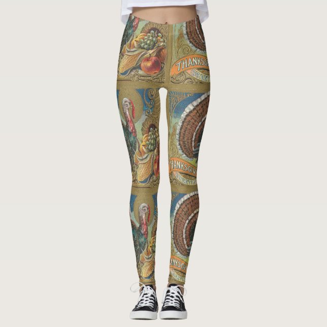 Vintagethanksgiving Turkiet Leggings (Framsida)