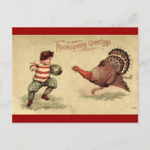 Vintagethanksgiving Turkiet och pojkevykort Helg Vykort