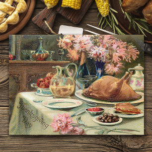 Vintagethanksgivingfestmåltid Helg Vykort