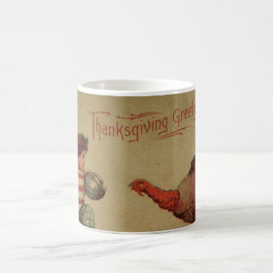 Vintagethanksgivingfotboll och Turkiet Kaffemugg