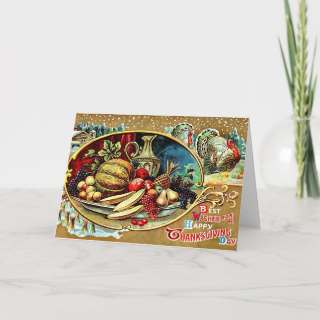 Vintagethanksgivinghälsningar Helgkort (Framsida)