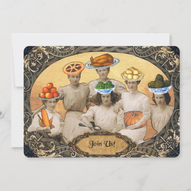 Vintagethanksgivinginbjudan Inbjudningar (Framsida)