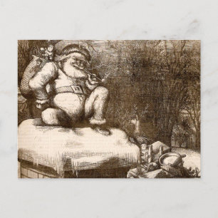 VintageThomas Nash harpers veckoSanta 1865 Helg Vykort