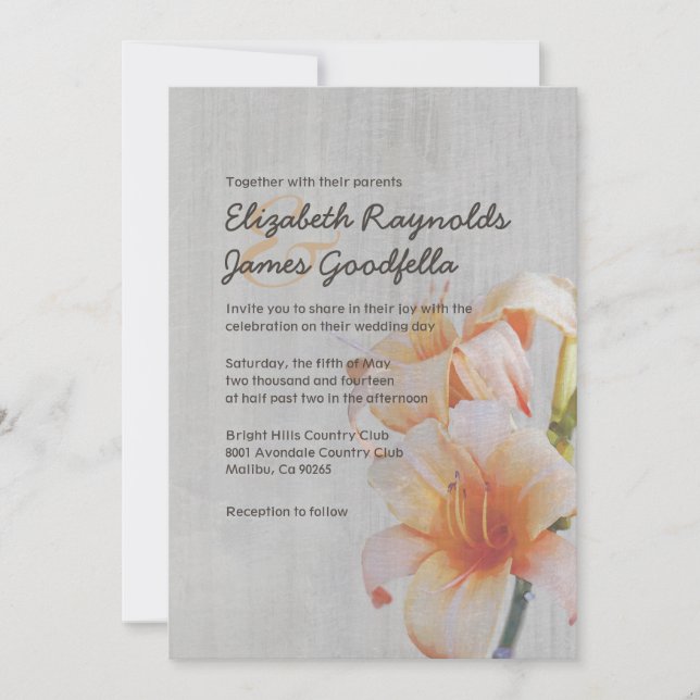 Vintagetigerliljar som gifta sig inbjudningar (Framsida)