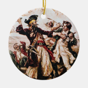 Vintagetillfångatagande av piratkaptenen julgransprydnad keramik