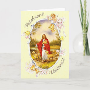 Vintagetjeck/slovakiskt religiöst påskkort helgkort